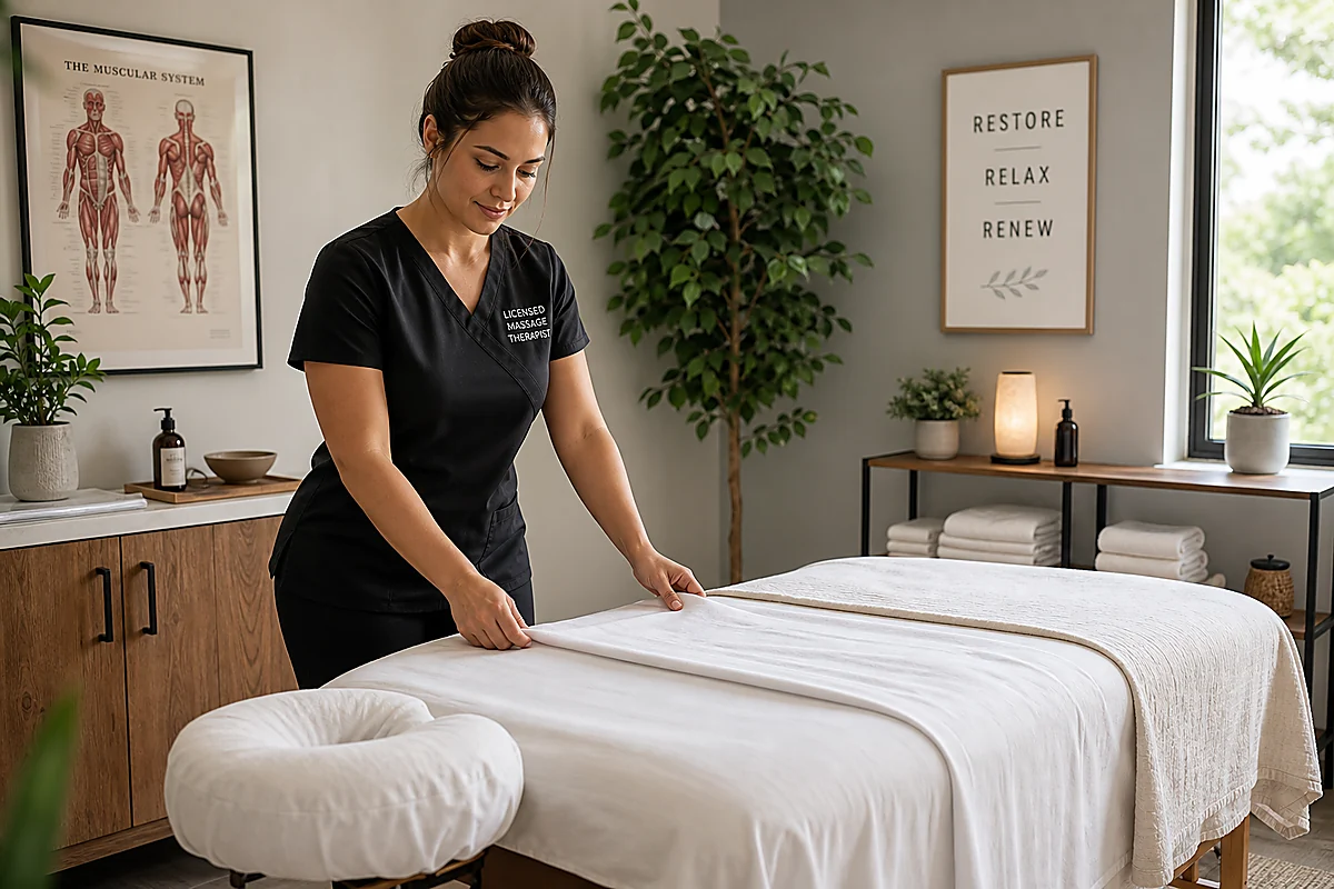massage therapy for tight muscles in a professional wellness clinic