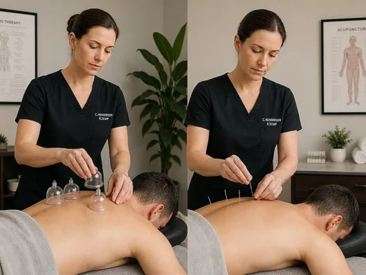 Cupping therapy vs acupuncture treatment methods in a wellness clinic